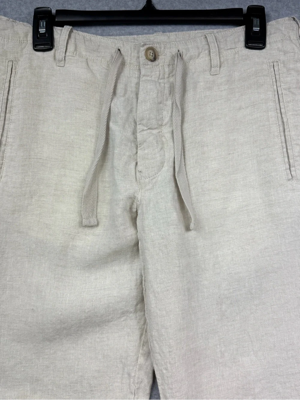 Perry Ellis Linen Pants Mens 30x30 Beige Drawstring Chino Lightweight Beach